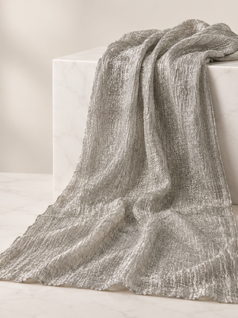 Loft Metallic Silver Textured Scarf